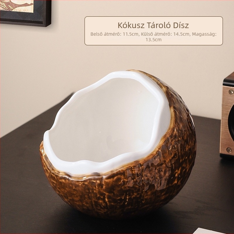 Kókusz alakú kerámiás tároló kulcstartóval, előszobába és nappaliba