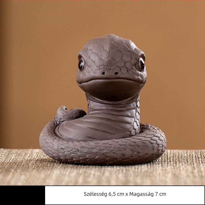 Kígyó év tea-pet – kézzel készített lila homokból készült teafigura, asztali dekoráció, talisman
