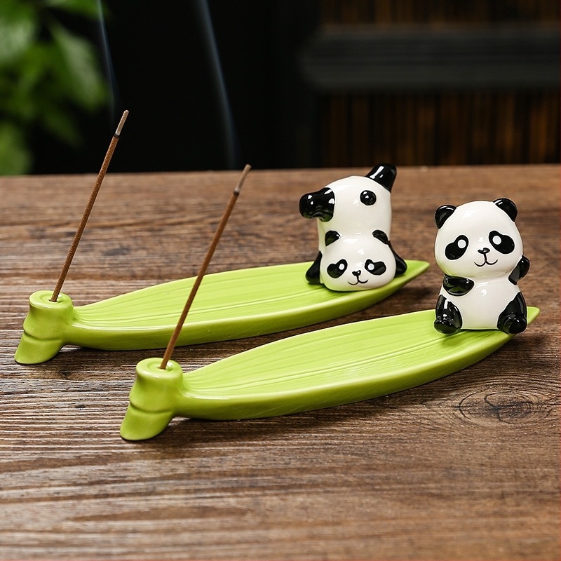 Panda alakú kerámia tömjén tartó, asztalra – modern minimalista otthoni dekoráció