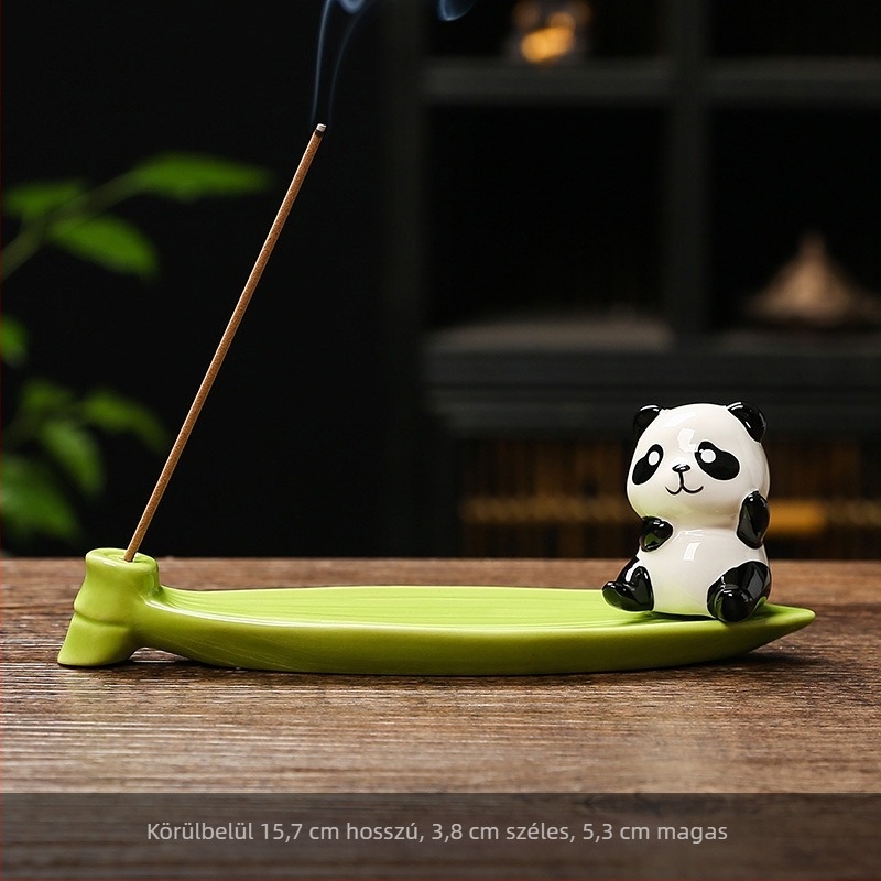 Panda alakú kerámia tömjén tartó, asztalra – modern minimalista otthoni dekoráció