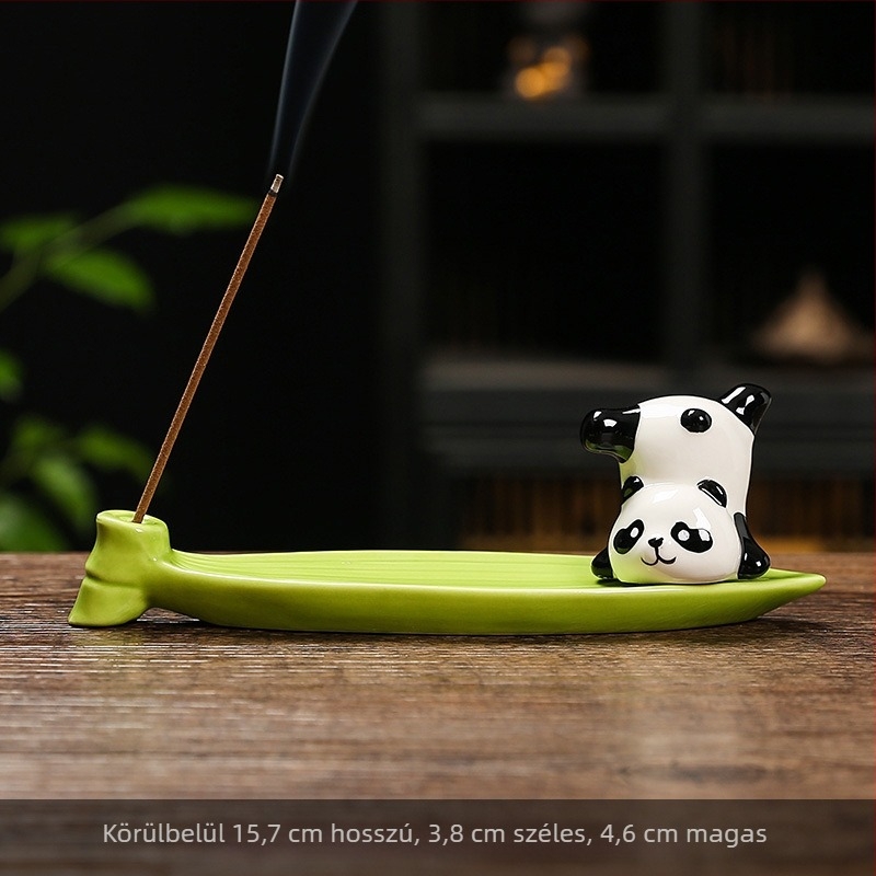 Panda alakú kerámia tömjén tartó, asztalra – modern minimalista otthoni dekoráció