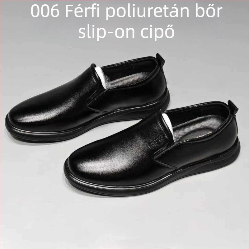 Férfi slip-on cipő mikro szálas felsőrésszel, üzleti–casual stílus, puha poliuretán talp, modell 6802
