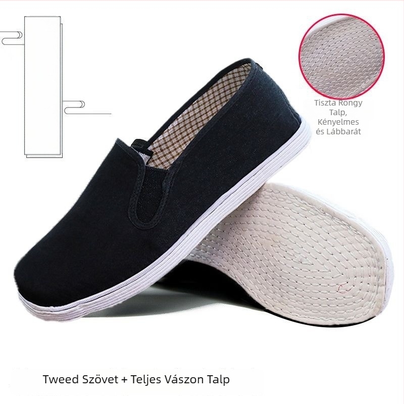 Kézzel készített slip-on házicipő vastag vászon talppal, uniszex