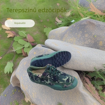 Uniszex kamuflálsz edzőcipő alacsony szárú, csúszásmentes, kopásálló, kültéri túrákhoz, vastag talppal