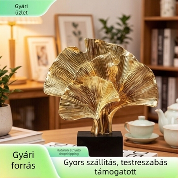 Modern minimalist ginkgo levél műgyanta dísz – nappali, hálószoba, előszoba és dolgozószoba dekorációval és könyvállvány funkcióval.
