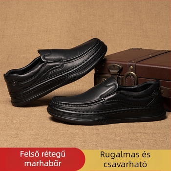 Férfi fekete bőr casual loaferek – Slip-On, alacsony talppal, puha felsőrésszel és kényelmes talppal