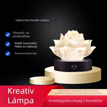 Lótusz alakú, átlátszó gyanta dísz otthoni dekorációhoz, kis dekoratív elem.