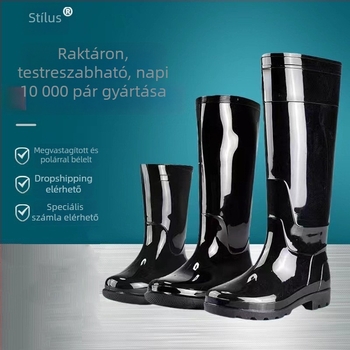 Férfiaknak magas esőcsizmák, PVC-ből készült, vízálló, csúszásmentes, sav- és lúgálló