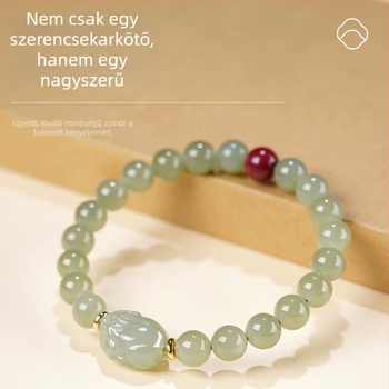 Pixiu Hetian jade gyöngy karkötő, természetes jade ékszer