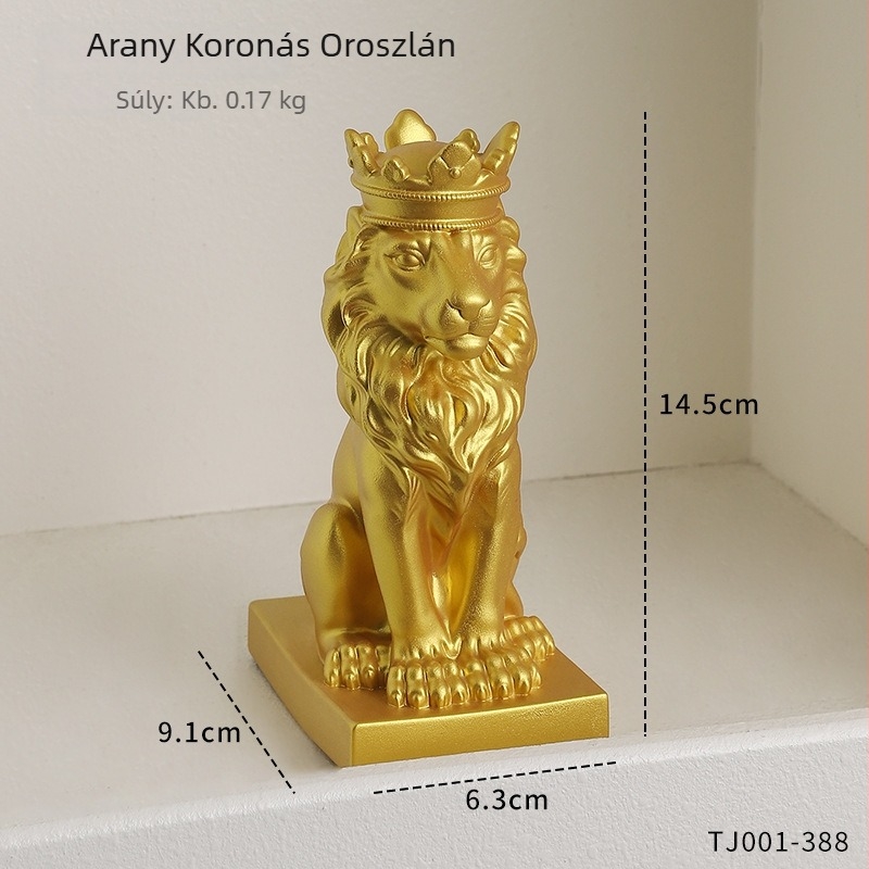 Skandináv koronás oroszlán - dekoratív figurka otthoni dekorációhoz, előszoba, nappali