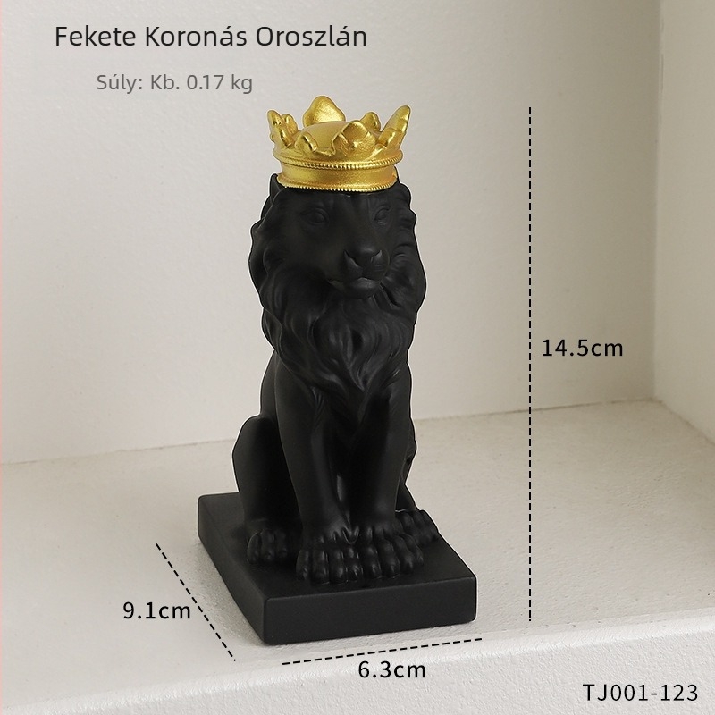 Skandináv koronás oroszlán - dekoratív figurka otthoni dekorációhoz, előszoba, nappali