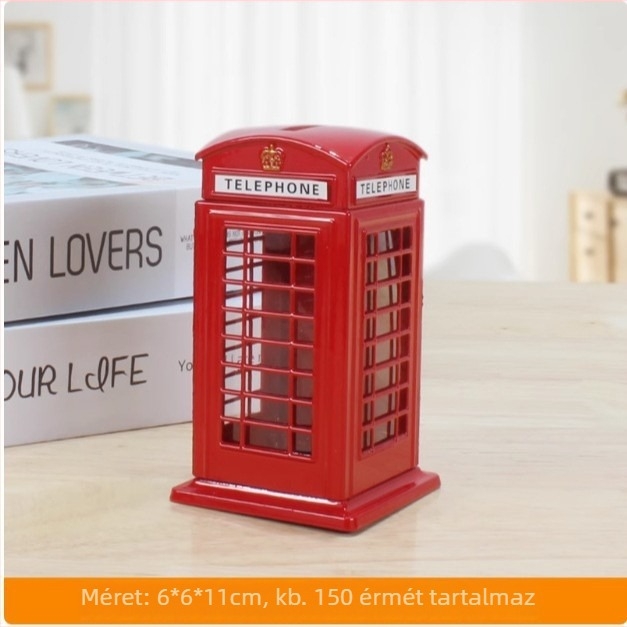London retro telefonfülke postadoboz formájú persely — gyerekeknek szánt asztali dekoráció, kreatív ajándék