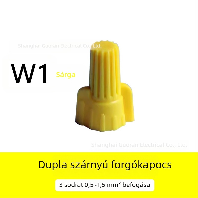 Többszörös terminálkészlet: dupla szárnyú forgó terminál, spirális krimpelő sapka, zárt végű vezetékcsatlakozó, belső menetű terminálsapka