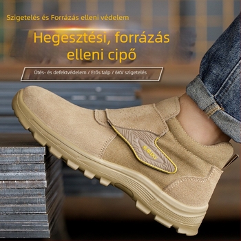 Férfi munkavédelmi cipő hegesztéshez, szigetelt, égésálló, áthatolás-ellenálló, ütésálló, kemény talppal, strapabíró építkezéshez