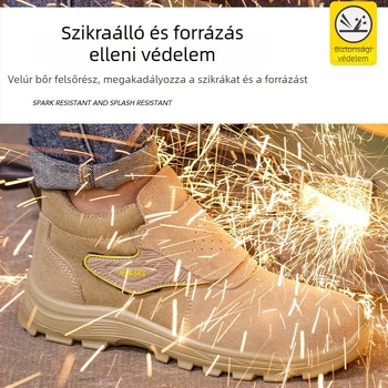 Férfi munkavédelmi cipő hegesztéshez, szigetelt, égésálló, áthatolás-ellenálló, ütésálló, kemény talppal, strapabíró építkezéshez