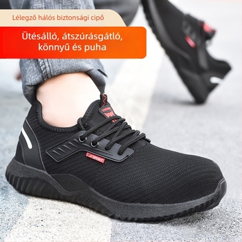 Légáteresztő munkavédelmi cipő acélorrú, nyári hálós felsőrész, ütésálló és perforációálló, puha talpú, kopásálló
