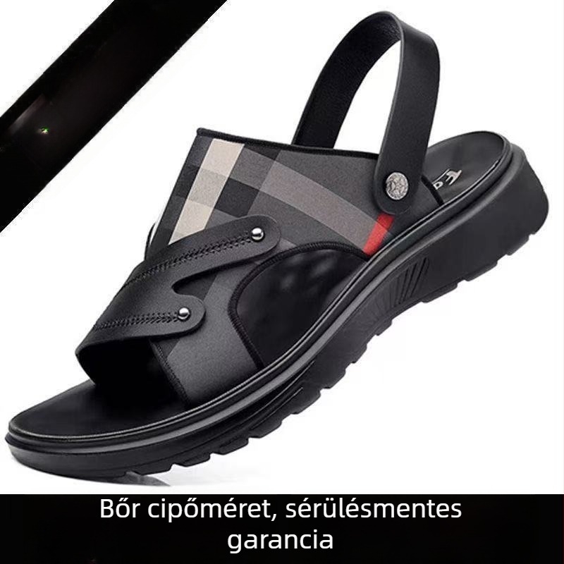 Férfi nyári szandálok csúszásmentes talppal, mindennapi, tengerparti stílus, nyitott lábujjú, csattal