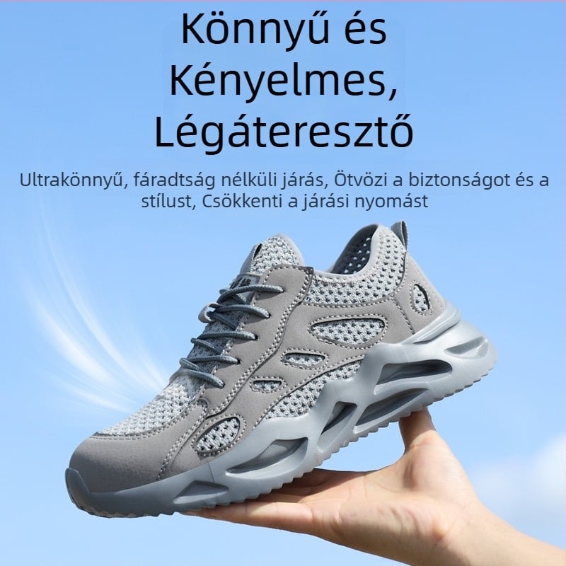 Férfi Nyári Munkavédelmi Cipő – Ütésálló és Szúrás Elleni Védelem, Légáteresztő, Könnyű, Puha Talp, Egész napos Kényelem