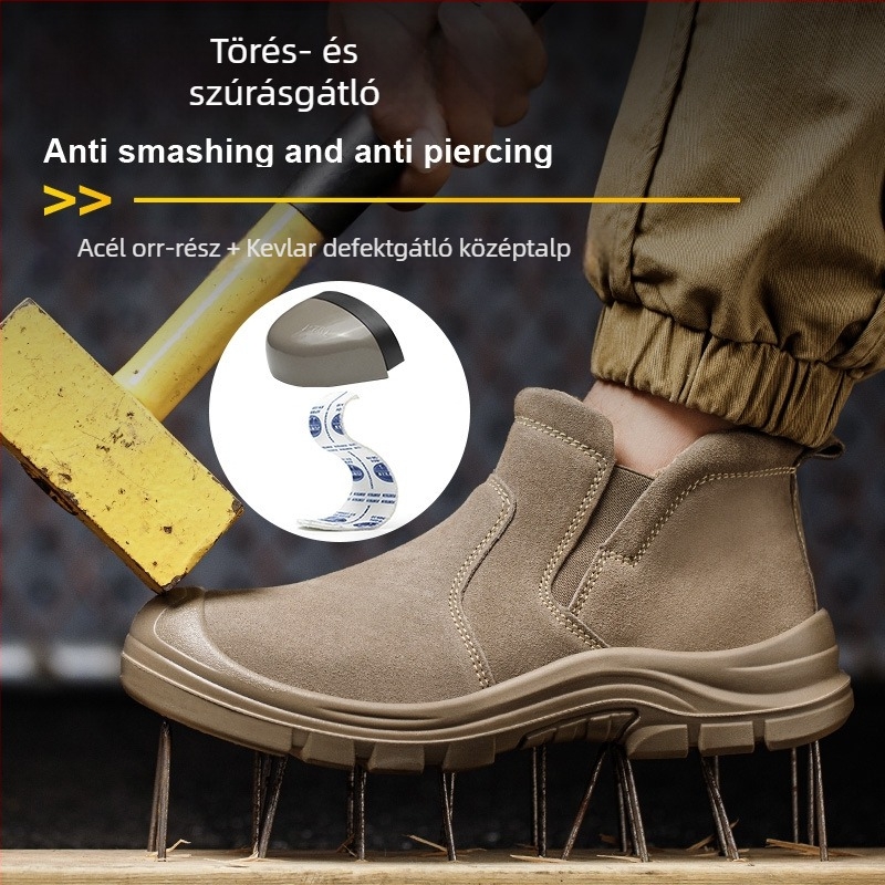 Slip-On védőcipő hegesztőknek, acélorrú, hőálló, perforáció- és becsapódás elleni védelem, kopásálló munkavédelmi lábbeli építőipari munkákhoz