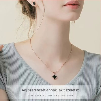 S999 tiszta ezüst kettős oldalú achát medálos nyaklánc, rozé arany bevonattal, kulcscsont-nyaklánc, hossz 21–50 cm