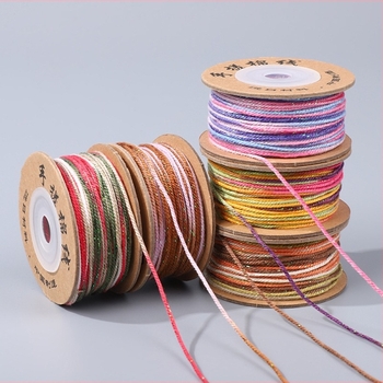 Raktáron tibeti stílusú kézzel sodort pamutszál DIY kézműves projektekhez, tartós, csillagos ég gradient festéssel, választható színek, fonott kötél