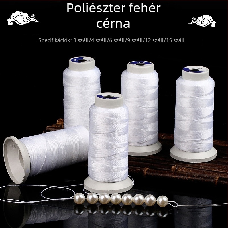 Nem rugalmas DIY karkötőzsinór, 3/6/9/12/15 szál, fehér, gyöngyök áthúzásához