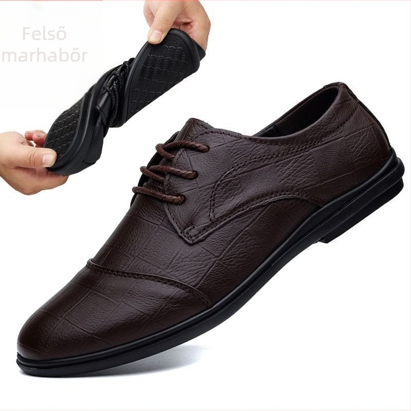 Férfi bőrből készült vezetőcipő – puha tehénbőr, nyári casual üzleti cipő, csúszásmentes