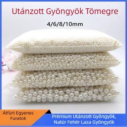ABS utánzat gyöngyök lyukas, kör alakú, 4–20 mm, DIY ékszerkészítéshez, szabad gyöngyök