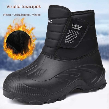 Téli férfi hócipő PU felsőrésszel, meleg, lélegző, csúszásmentes, kopásálló, vízálló, magas szárú