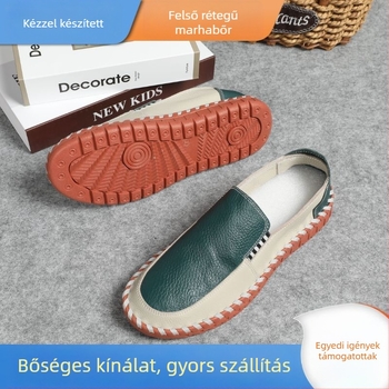 Férfiaknak szóló valódi bőr loaferek, minden évszakra, puha talpú slip-on, kézzel varrt első osztályú marhabőrből