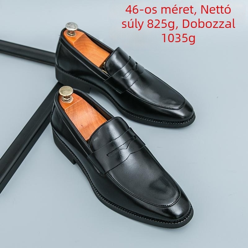 Férfi bőrlóferok nagy méretűek — mindennapi slip-on cipők színblokkolt dizájnnal és bojt díszítéssel