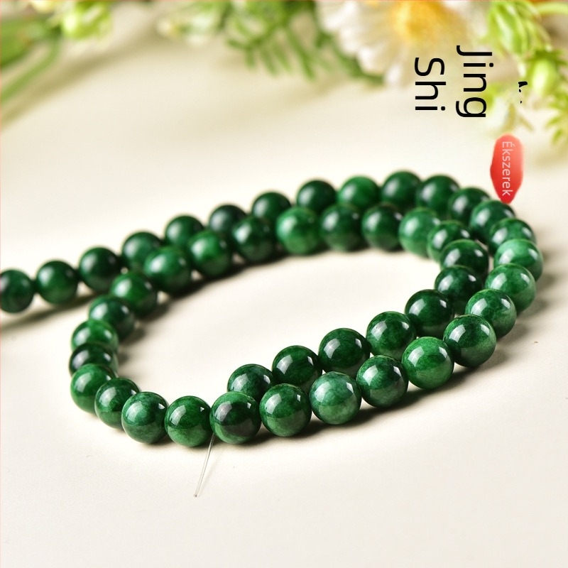6mm 8A zöld chalcedon kerek gyöngyök DIY ékszerkészítéshez