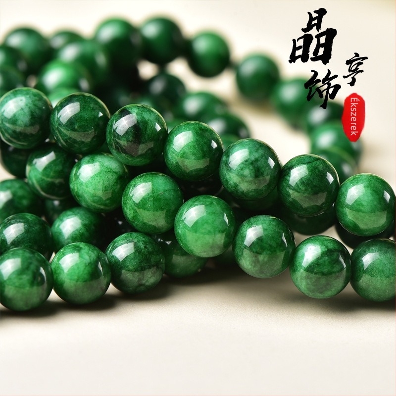 6mm 8A zöld chalcedon kerek gyöngyök DIY ékszerkészítéshez