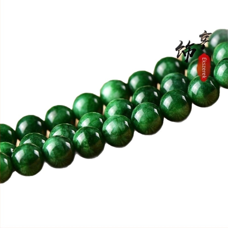 6mm 8A zöld chalcedon kerek gyöngyök DIY ékszerkészítéshez