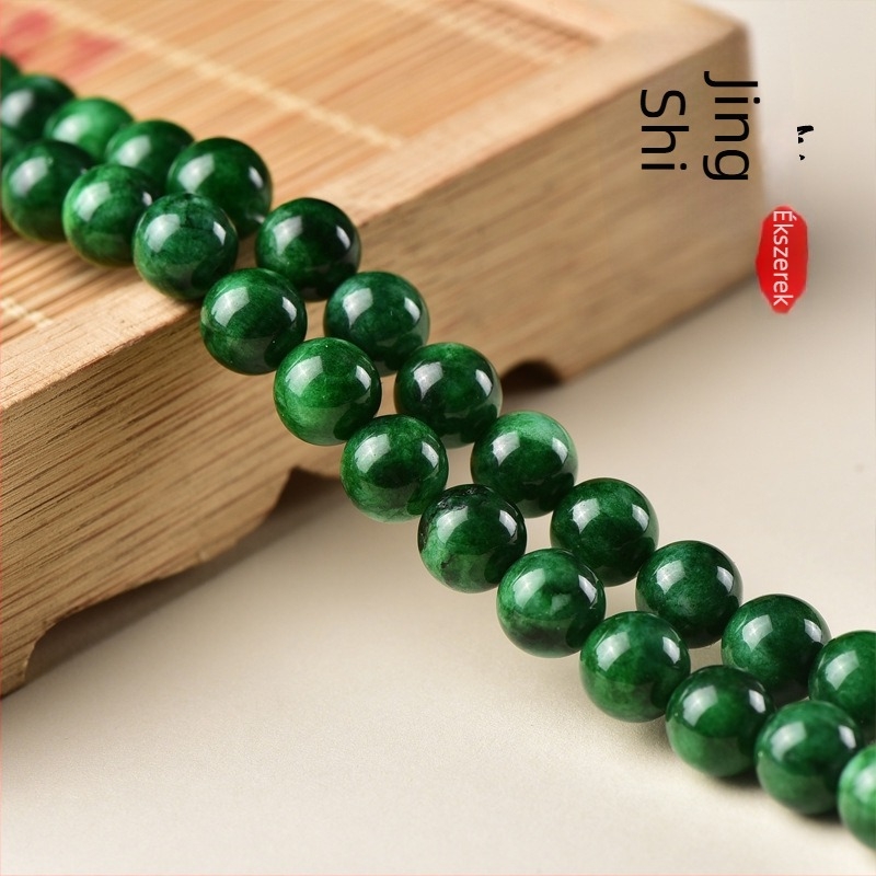 6mm 8A zöld chalcedon kerek gyöngyök DIY ékszerkészítéshez