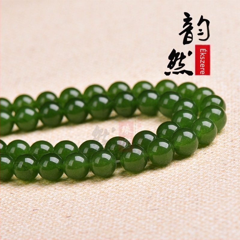 Taiwani chalcedon gyöngyök Hetian jade színben, ékszerkészítéshez, DIY karkötő félkész gyöngyök