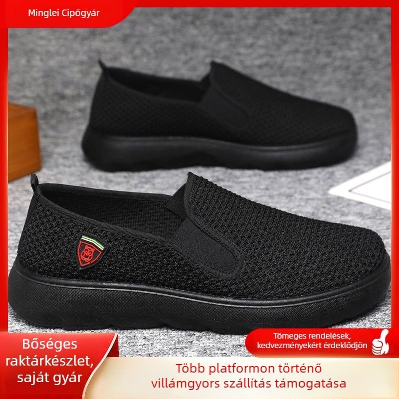 Férfi légáteresztő slip-on cipő hálós felsővel, könnyű, ideális vezetésre és mindennapi viselésre