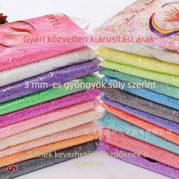 Krémszínű üveg rizs gyöngyök, 3 mm, ékszerkészítéshez, szabad gyöngyök