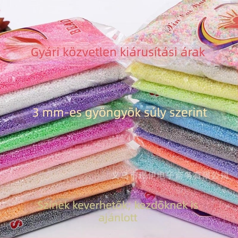 Krémszínű üveg rizs gyöngyök, 3 mm, ékszerkészítéshez, szabad gyöngyök