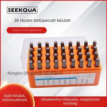 36-darabos bőrbetűtű készlet acélpecséttekkel – betű- és számpecsétek DIY ékszerkészítéshez