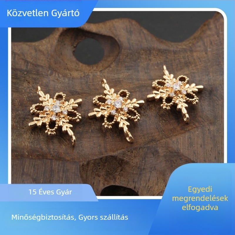 Mikrobeültet cirkónia medál négylevelű lóhere, csatlakozó nyaklánchoz és karkötőhöz, antik stílusú, 17×22 mm