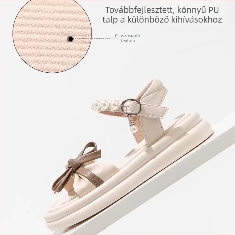 Lányok hercegnő szandálok, nyár 2025, puha talpú, Velcro-pánttal, strand és hétköznapi viseletre, 7–12 évesek.