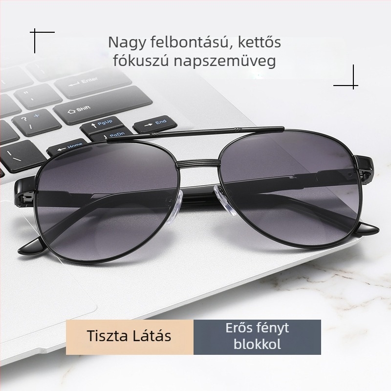 Távoli és közeli olvasószemüveg kettős használatra, kékfény- és UV-védelemmel, napszemüveg-stílusú szemüveg, uniszex, könnyű