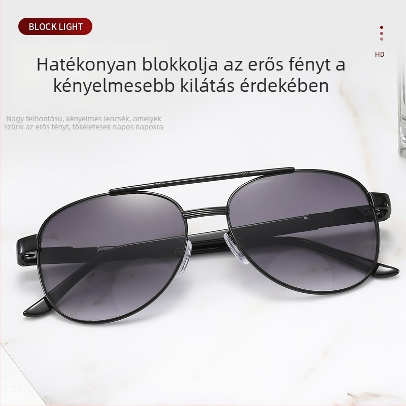Távoli és közeli olvasószemüveg kettős használatra, kékfény- és UV-védelemmel, napszemüveg-stílusú szemüveg, uniszex, könnyű