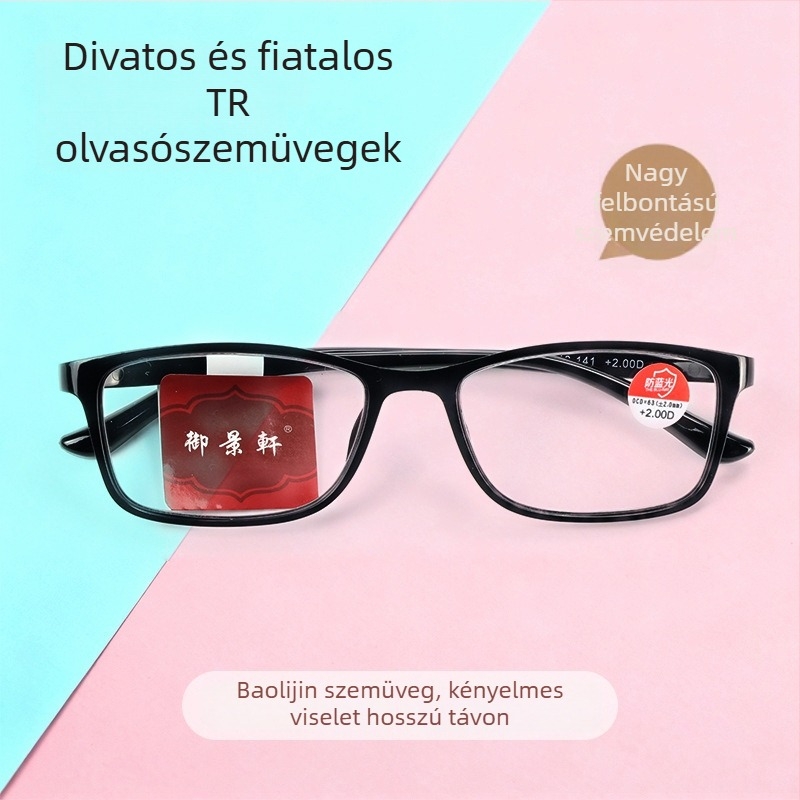 Férfi olvasó szemüveg, teljes keret, fekete, kékfény elleni, tartós TR90 keret, tiszta, klasszikus üzleti stílus