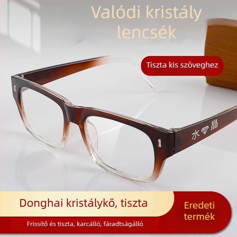 Vintage olvasószemüveg gradient tea színű üveggel, teljes keret, kristálykő dísz, uniszex, HD lencsék