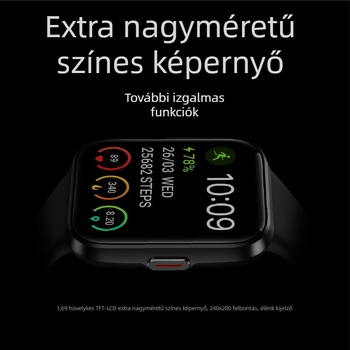 Id208bt Okosóra Bluetooth hívásokkal, 1,69 hüvelykes TFT kijelző, pulzus, vérnyomás, sport és egészség, testreszabható