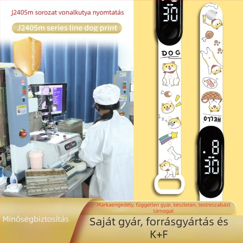 Vízálló LED digitális óra egyedi karikatúra nyomtatással és érintéses kezeléssel