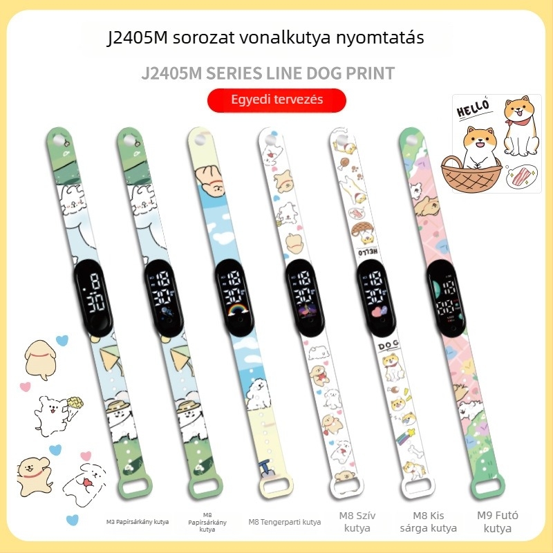 Vízálló LED digitális óra egyedi karikatúra nyomtatással és érintéses kezeléssel