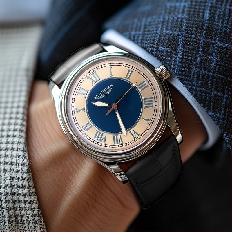 Férfi kvarc karóra üzleti stílusban, műbőr szíjjal, 41 mm-es számlappal, ötvözet tokozással, vízálló
